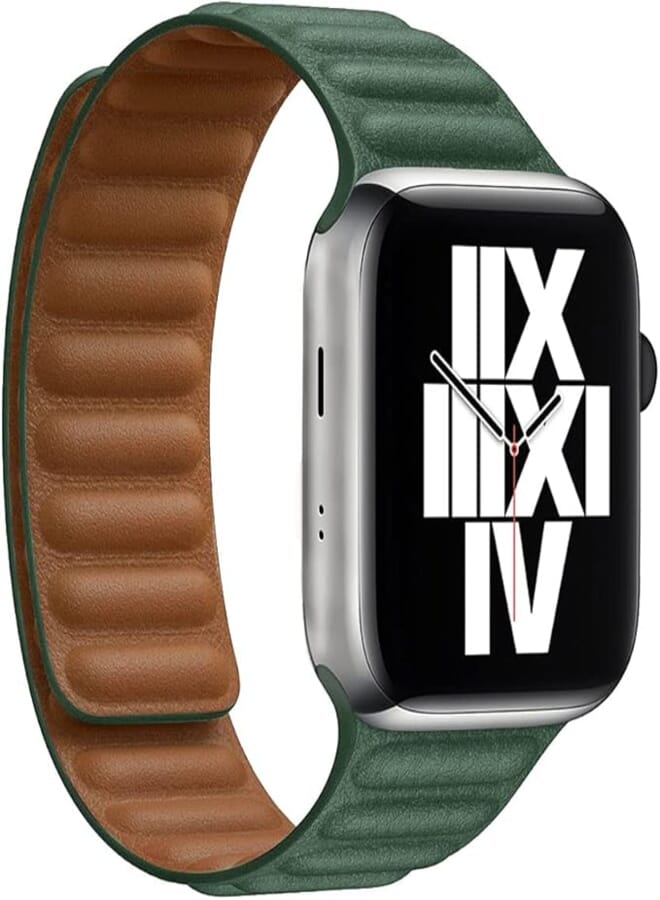 UCHUANG for Apple Watch Band Strap 42 44 45 49mm, Genuine Leather Watch Strap Replacement for Apple Watch Series 9/8/7/6/5/4/SE/3/2/1 iWatch